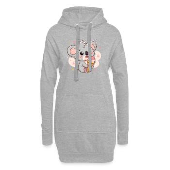 Eiskalte Koala-Kawaii-Sommer - Hoodie-Kleid - Grau meliert - Vorne