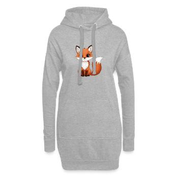 Süßer Fuchs im Cartoonstil - Hoodie-Kleid - Grau meliert - Vorne