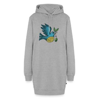 Oiseau azur avec ventre tourbillonnant - Sweat-shirt à capuche long Femme - gris chiné - Devant