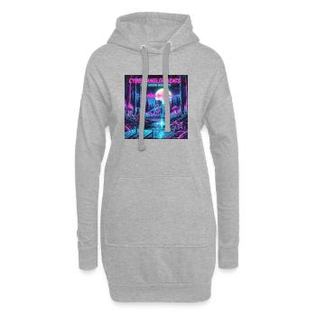Retro Cyber Angler - Hoodie-Kleid - Grau meliert - Vorne