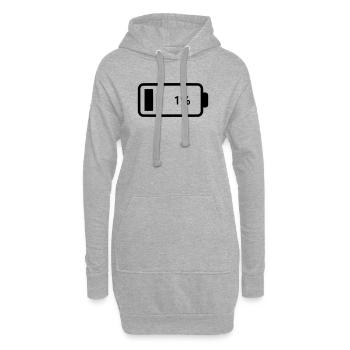 Batterie vide 1 % - Sweat-shirt à capuche long Femme - gris chiné - Devant