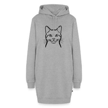 Gribouillis de Chat Minimum Animaux - Sweat-shirt à capuche long Femme - gris chiné - Devant