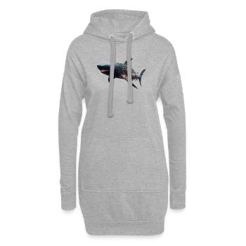 Cyberhai – Futurale Kraft der Tiefe - Hoodie-Kleid - Grau meliert - Vorne
