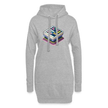 Pixel Art de console de jeux rétro - Sweat-shirt à capuche long Femme - gris chiné - Devant