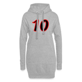10. 10 ANS. 10e ANNIVERSAIRE. ANNIVERSAIRE 10 ANS. - Sweat-shirt à capuche long Femme - gris chiné - Devant