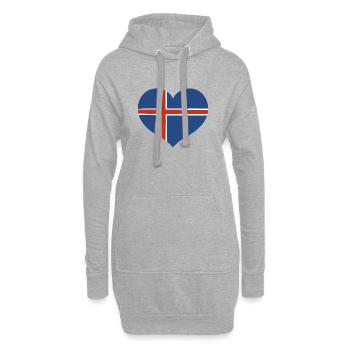 Conception du cœur du drapeau islandais - Sweat-shirt à capuche long Femme - gris chiné - Devant