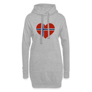 Norwegisches Flaggenherz - Hoodie-Kleid - Grau meliert - Vorne