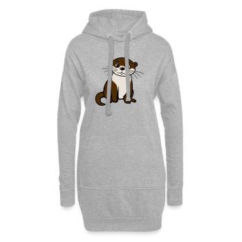 Loutre mignonne Kawaii Adore des animaux cadeau - Sweat-shirt à capuche long Femme - gris chiné - Devant