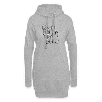 Dessin de lignes Small Chow Pup - Sweat-shirt à capuche long Femme - gris chiné - Devant