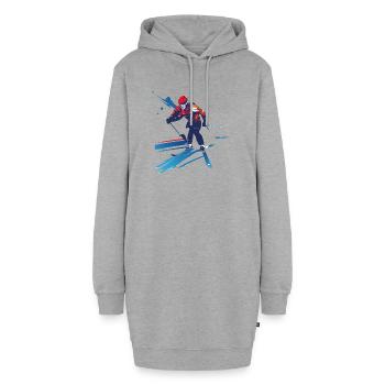 Biathlète dans le tourbillon de couleurs - Sweat-shirt à capuche long Femme - gris chiné - Devant