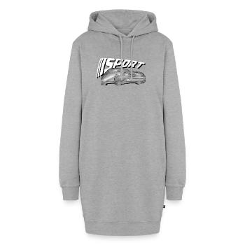 Glänzendes Sportauto Print - Hoodie-Kleid - Grau meliert - Vorne