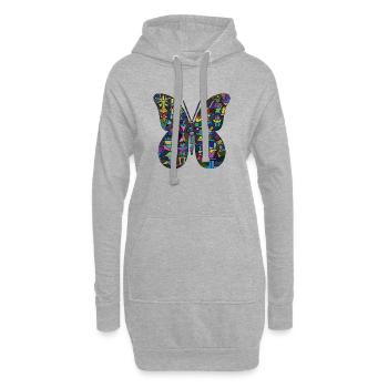Bunter Mosaik-Schmetterling - Hoodie-Kleid - Grau meliert - Vorne