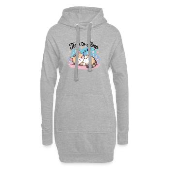Niedliches Schlafshirt Katze Time To Sleep - Hoodie-Kleid - Grau meliert - Vorne