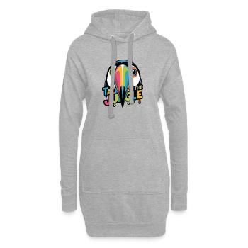 Parler du toucan de la jungle - Sweat-shirt à capuche long Femme - gris chiné - Devant