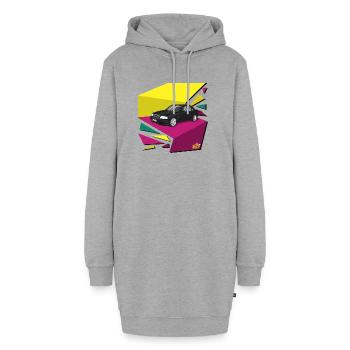 Schwarzer Wagen Neon-Geometrie - Hoodie-Kleid - Grau meliert - Vorne