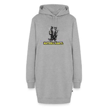 Koffein & Kante – Rock Waschbär (Sketch) - Hoodie-Kleid - Grau meliert - Vorne