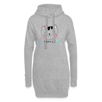 Pretty Cat – Süße Katze mit Blume für Mädchen - Hoodie-Kleid - Grau meliert - Vorne