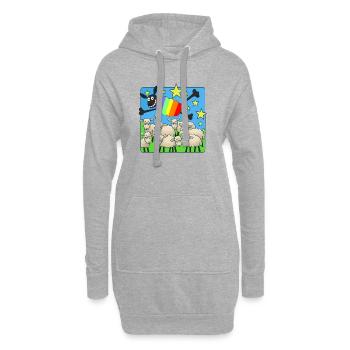 Paresseux arc-en-ciel au-dessus des moutons endormis - Sweat-shirt à capuche long Femme - gris chiné - Devant