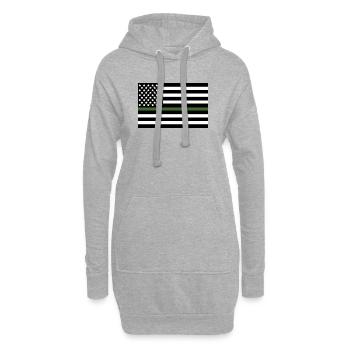 Militärgrüne US-Flaggenlinie - Hoodie-Kleid - Grau meliert - Vorne