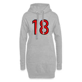 18. 18 ANS. 18e ANNIVERSAIRE. ANNIVERSAIRE 18 ANS. - Sweat-shirt à capuche long Femme - gris chiné - Devant