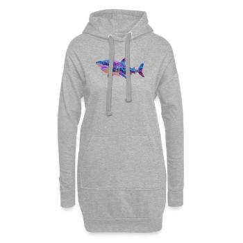 Cyber Hai: Futuristische Synthwave Ocean Art - Hoodie-Kleid - Grau meliert - Vorne