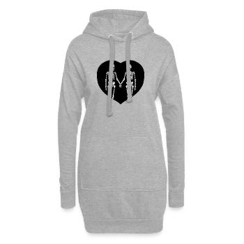 Cœur des Amoureux Squelettes - Sweat-shirt à capuche long Femme - gris chiné - Devant