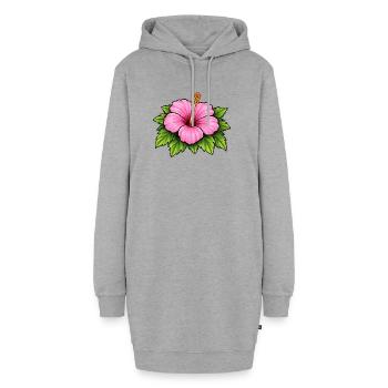 Pink Hibiskus Blüte Illustration - Hoodie-Kleid - Grau meliert - Vorne