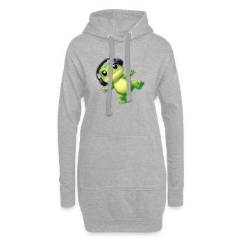 Süßer Frosch Kröte Unke mit Kopfhörern Tanzen Tech - Hoodie-Kleid - Grau meliert - Vorne