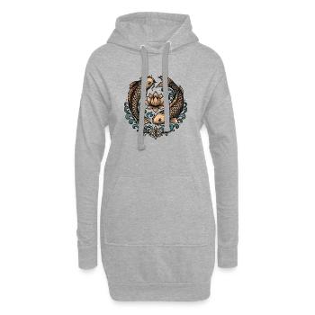 Tatouage d’harmonie du cercle de koi et lotus - Sweat-shirt à capuche long Femme - gris chiné - Devant