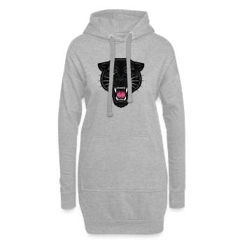 Panthère Noire Yeux Verts Force - Sweat-shirt à capuche long Femme - gris chiné - Devant