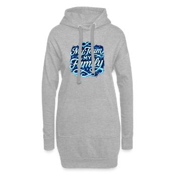 Mon équipe, ma famille Script néon - Sweat-shirt à capuche long Femme - gris chiné - Devant