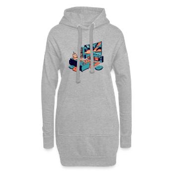 Cinéma de chat dans le salon Chat de cinéma Chat chillout - Sweat-shirt à capuche long Femme - gris chiné - Devant