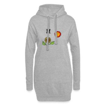 Sommersonne und fröhliche Sonnenblumen - Hoodie-Kleid - Grau meliert - Vorne
