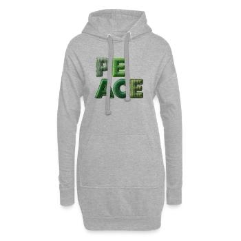 Lettrage nature vert patchwork de paix - Sweat-shirt à capuche long Femme - gris chiné - Devant