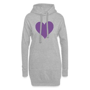 Cœur violet 2 cœurs motif cœur violet - Sweat-shirt à capuche long Femme - gris chiné - Devant