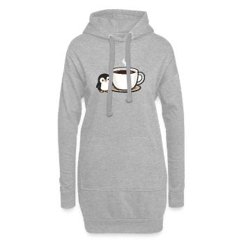 Pingouin à café avec design de tasse - Sweat-shirt à capuche long Femme - gris chiné - Devant