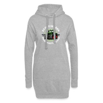 Les vrais héros conduisent des jantes rouges – vert tracteur - Sweat-shirt à capuche long Femme - gris chiné - Devant