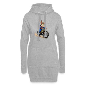 Happy bunny sur un VTT - Sweat-shirt à capuche long Femme - gris chiné - Devant