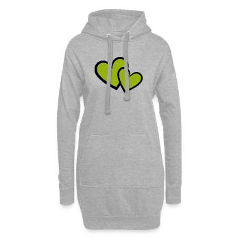Cœur vert motif de cœurs verts - Sweat-shirt à capuche long Femme - gris chiné - Devant
