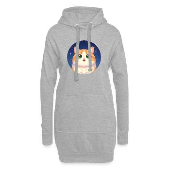 Sternennacht-Kätzchen - Hoodie-Kleid - Grau meliert - Vorne