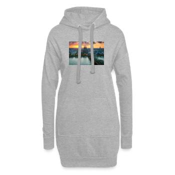 Kölner Dom im Abendlicht - Hoodie-Kleid - Grau meliert - Vorne
