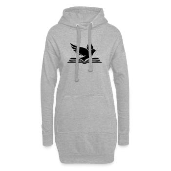 Silhouette d’oiseau de livre noir - Sweat-shirt à capuche long Femme - gris chiné - Devant