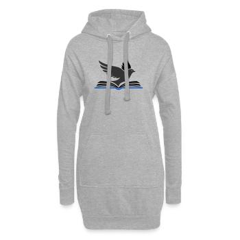 Vogel fliegt aus Buch - Hoodie-Kleid - Grau meliert - Vorne