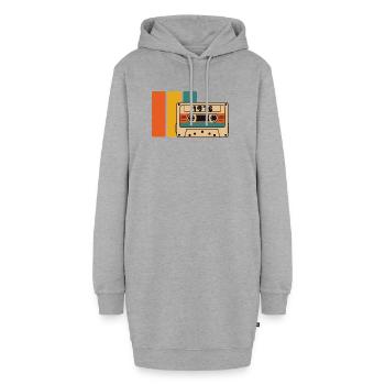 Cassette rétro 1976 en blocs colorés - Sweat-shirt à capuche long Femme - gris chiné - Devant