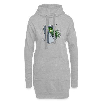 Dessin animé gourmand de distributeur automatique - Sweat-shirt à capuche long Femme - gris chiné - Devant