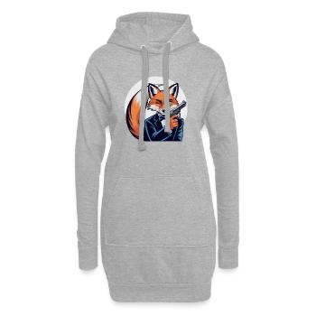 Renard en smoking avec pistolet - Sweat-shirt à capuche long Femme - gris chiné - Devant