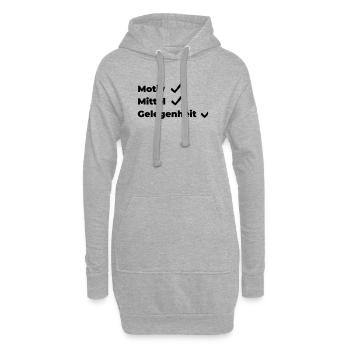 Motiv Mittel Gelegenheit - Hoodie-Kleid - Grau meliert - Vorne