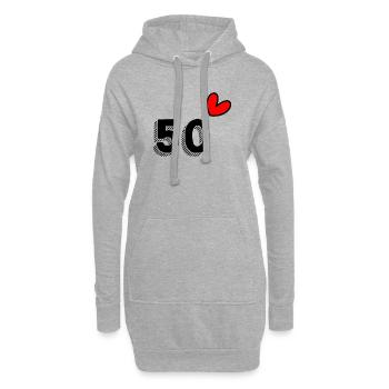 50. 50 ANS. 50e ANNIVERSAIRE. ANNIVERSAIRE 50 ANS. - Sweat-shirt à capuche long Femme - gris chiné - Devant