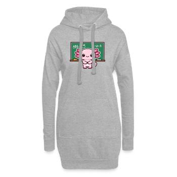 Kawaii Schuldrache mit Kreide axolotl - Hoodie-Kleid - Grau meliert - Vorne