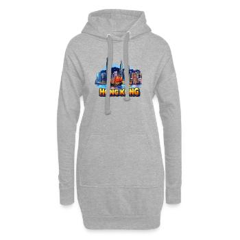 Hong Kong Skyline  - Hoodie-Kleid - Grau meliert - Vorne